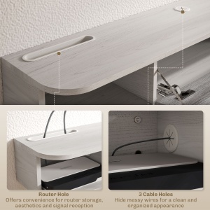 Mobilier TV Suspendat cu 2 Rafturi Deschise și un Dulăpior cu Ușă Rabatabilă, 120x26x16 cm, Gri - Img 7