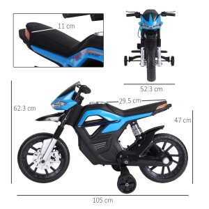 Motocicleta Electrică Copii cu Suspensie Dublă și Muzică și Lumini pentru Copii de la 3 la 8 ani Albastru - Img 3