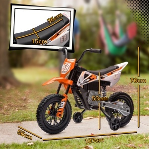 Motocicletă Electrică pentru Copii 3-6 Ani, 2 Motoare, Roți Detașabile și Sunete Portocaliu - Img 3