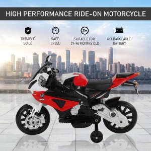Motoreta Electrica pentru Copii BMW RR 12V, Negru si Rosu - Img 4
