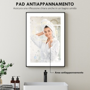 Oglinda LED pentru Baie cu 3 Temperaturi și Lumină cu Intensitate Reglabilă, 70x3x50 cm, Negru - Img 5