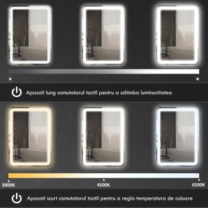 Oglinda pentru baie cu lumini LED, 70 x 50 cm - Img 6