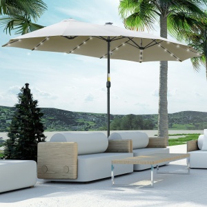 Ombrellone da Giardino 4.5m con 48 LED a Energia Solare e Manovella - Img 2