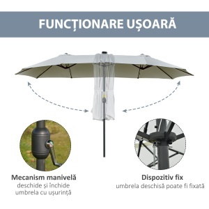 Ombrellone da Giardino 4.5m con 48 LED a Energia Solare e Manovella - Img 6