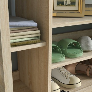 Organizator Intrare 3-în-1, Bancă cu Depozitare Pantofi, Oglindă și Cuier/Rafturi pentru Hol, Mobilier Multifuncțional - Img 7