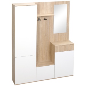 Organizator Intrare cu Oglindă, Montaj Fără Găuri și Sistem Anti-Înclinare, Design Robust, 145 x 29 x 184 cm - Img 1