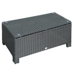 Ousunny Masa de Cafea cu Sticla Securizata, Negru - Img 1