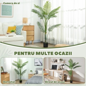 Palmă Artificială Areca înaltă de 150 cm pentru Interioare cu Vas Verde - Img 5