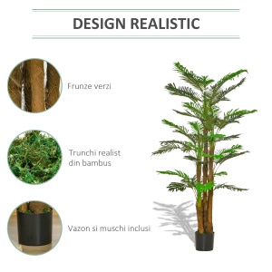palmier artificial in ghiveci, 42 frunze, 185cm, verde - Img 4