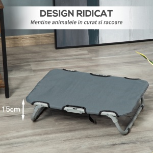 Patut pentru Caini Pliabil din Otel si Material Oxford pentru Interior si Exterior 59x46x15cm Gri - Img 6
