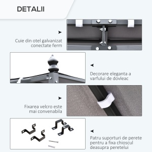 Pavilion Cort Foisor 3x3m pentru Gradina sau Terasa cu perdea Gri - Img 6