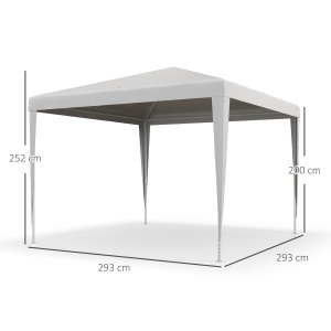 Pavilion de Grădină 3x3 m Portabil cu Acoperire Anti UV, Alb - Img 3