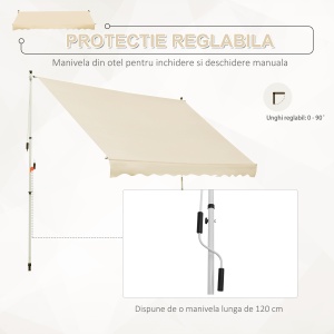 Perdea Soare Infasurata Usor de Transportat Bej 300x150cm - Img 6