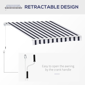 Perdea Soare Rulanta de Perete Manuala cu Dungi , Albastr si alb, 2.5x2m - Img 5