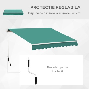 perdea tip rulou parasolar impermeabil, 295x245cm, verde - Img 5