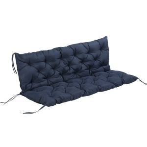 Pernă de Grădină în Stil Capitonat cu 6 Șnururi, din Bumbac și Poliester, 150x98x8 cm, Albastru Închis - Img 1