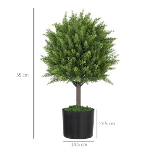 Plantă Artificială Cedru Rezistentă la Raze UV cu Ghiveci, Ø14,5x55 cm, Verde - Img 3