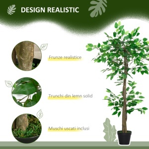 Plantă Artificială Copac de Ceai cu 546 de Frunze Realistice și Ghiveci de Ciment 120 cm Verde - Img 5