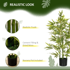 Plantă Artificială de Bambus Înaltă de 90 cm cu 504 Frunze din PEVA și PP Verde cu Ghiveci de Ciment Ø15x12.5 cm - Img 4