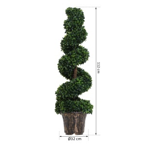 Plantă Artificială Decorativă Buxus în Spirală cu Ghiveci Inclus, Ф32x120 cm, Verde - Img 3