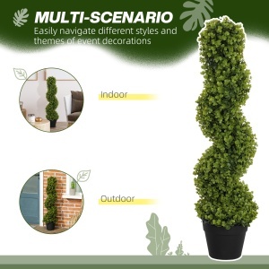 Plantă Artificială Eucalipt Spiralat cu Ghiveci Inclus Rezistent la Raze UV, Ø17,5x90 cm, Verde - Img 5