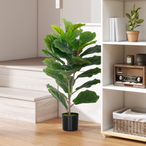 Plantă Artificială Ficus Lyrata Înaltă de 80 cm, Decorativă pentru Interior cu Ghiveci, Verde - Img 2