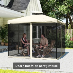Plasa de Tantari pentru Corturi cu Perdele de Rezerva Universale cu Balamale, 302x207cm - Negru / Bej - Img 8