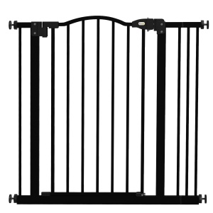 Poartă Extensibilă pentru Câini fără Șuruburi, Poartă de Siguranță Reglabilă, 94-100x94 cm, Negru - Img 1