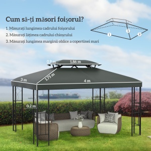 Prelata pentru Foisor 4x3 m cu 2 Niveluri, gri - Img 3