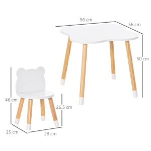 Qaba Set Masa & Scaun Lemn Copii – Pentru Joaca, Desen & Activitati - Img 3