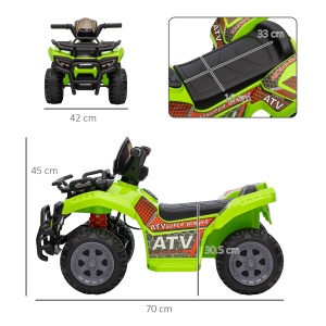 Quad Electric pentru Copii Baterie 6V Faruri Functionale si Pedale Verde - Img 3