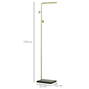 Raft cu 2 carlige pentru intrare, dormitor si sufragerie din metal si marmura, 35x25x170 cm, auriu si negru - Img 3