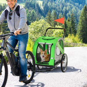 Remorca pentru bicicleta si carucior pentru caini, verde - Img 2