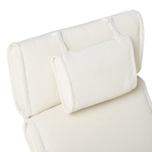 Saltea pentru Sezlong Scaun pentru Soare de Gradina, Alb,Crem,198x53x5cm - Img 9