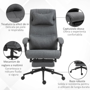 Scaun Birou Ergonomic Reglabil cu Tetiera si Suport Picioare - Img 6