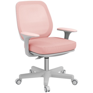 Scaun Birou Ergonomic, Respirabil, cu Inclinare, 5 Roti, Inaltime Reglabil, 55x48x82.5-94.5 cm, Roz