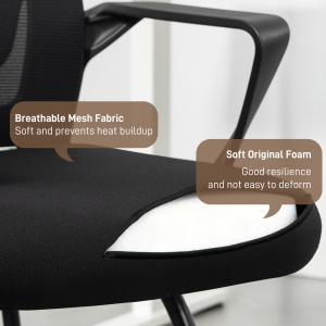 Scaun de birou ergonomic fără roți, cu brațe, pentru sală de așteptare, negru - Img 5