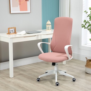 Scaun de birou ergonomic și căptușit, cu înălțime ajustabilă și balans, 62x56x110-119,5 cm, roz - Img 2