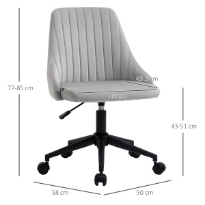 scaun de birou reglabil, catifea, 50x58x77-85cm, gri - Img 3