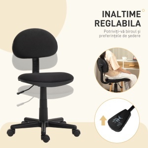Scaun de Birou Rotativ cu Înălțime Reglabilă din Material Elastic, Negru - Img 4