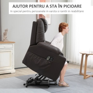 Scaun Electric Ridicare Seniori Piele PU cu Masaj & Telecomanda - Img 4