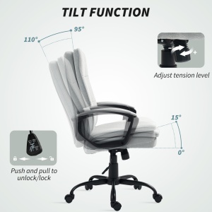 Scaun Ergonomic de Birou cu Spatar inalt Gri - Img 6