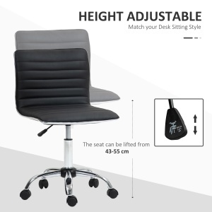 Scaun Ergonomic de Birou din Piele Ecologică cu Înălțime Reglabilă, Șezut Rotativ și 5 Rotile, 48x52x90 cm, Negru - Img 4