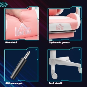 Scaun Gaming Ergonomic Roz cu Urechi Pisica - Img 8