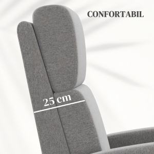Scaun Inclinabil Modern, Canapea Single din Tesatura de Panza, Scaune de Teatru pentru Acasa cu Brate si Spatar Bine Umplute, Gri - Img 6