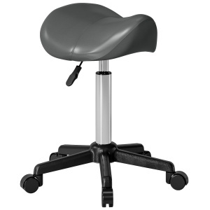 Scaun Pivotant tip Șa cu Roți Înălțime Reglabilă Piele Artificială Gri - Img 1