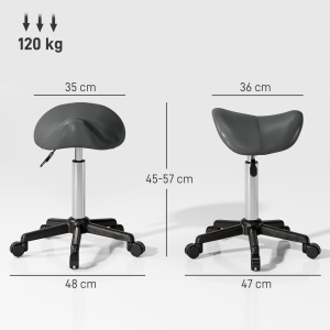 Scaun Pivotant tip Șa cu Roți Înălțime Reglabilă Piele Artificială Gri - Img 3