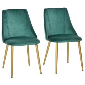 Scaune Moderne și Capitonate, Set din 2 Piese pentru Salon, Sufragerie, Bucătarie sau Zona de Servit Masa, 50x56.5x85 cm, Verde - Img 1
