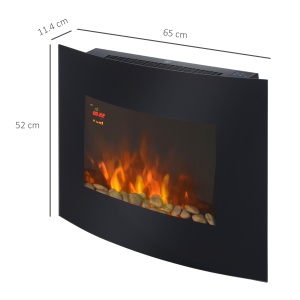 Șemineu Electric Încălzire 900-1800W Flacără 7 Culori și Telecomandă Negru - Img 3