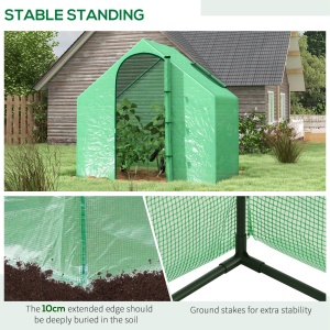 Sera Cabina Portabila 6' x 3' x 6', Folie PE, Sera de Gradina cu Cadru de Otel, Usa cu Fermoar, Aerisire Superioara, pentru Flori, Legume, Puieti, Plante Tropicale, Verde - Img 6